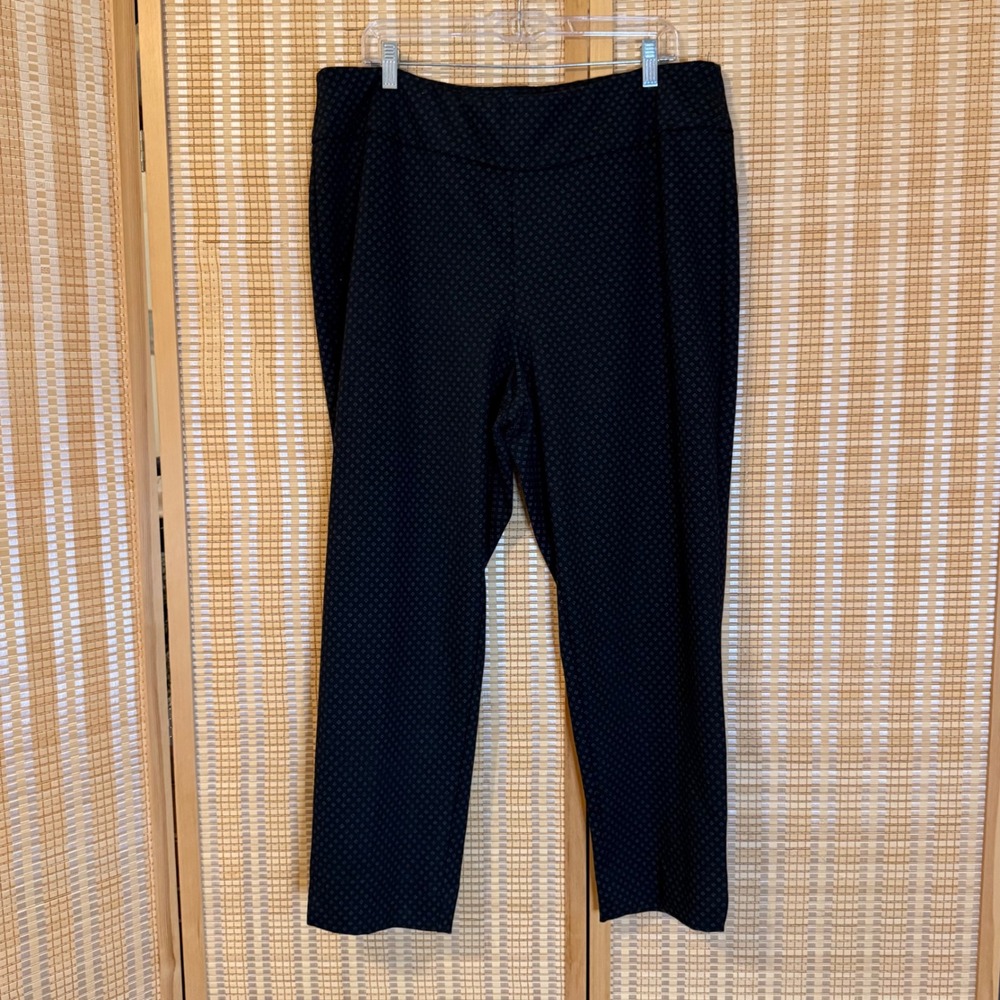 Zac & Rachel Woman Navy Blue Geometric Print Pull On Dress Pants 2X Office